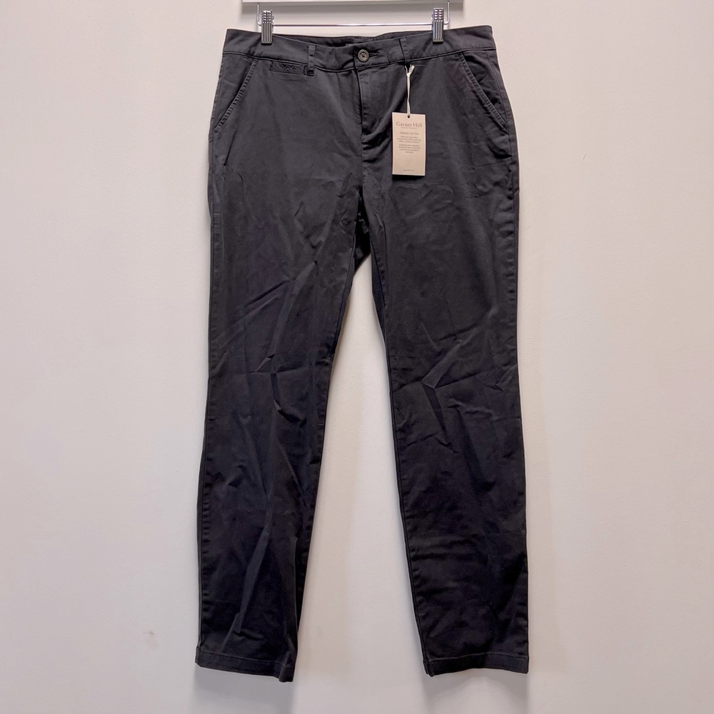 GARNET HILL black chinos organic cotton pants sz 10 New straight leg